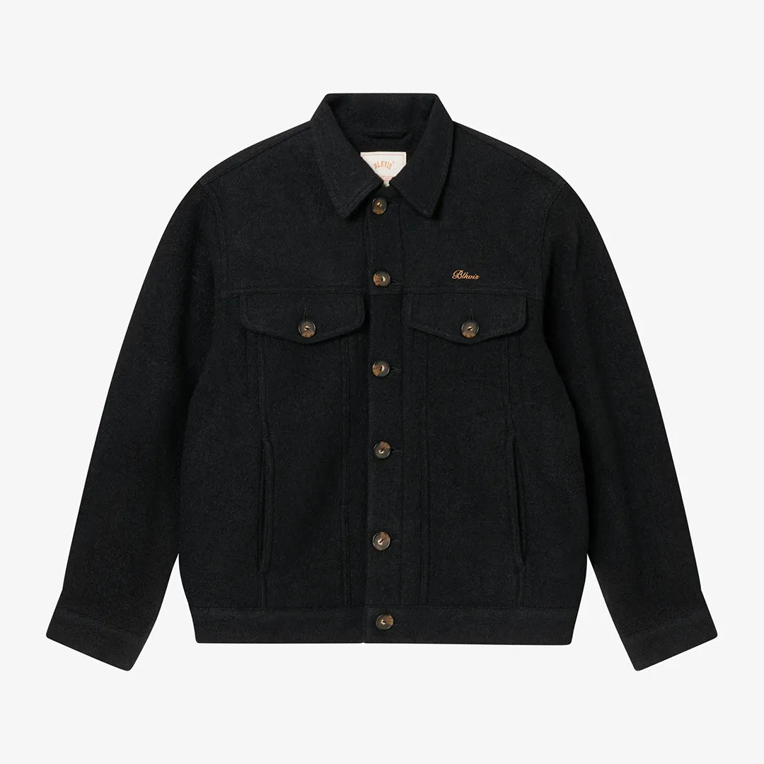SCRIPT WOOL JACKET - BLACK