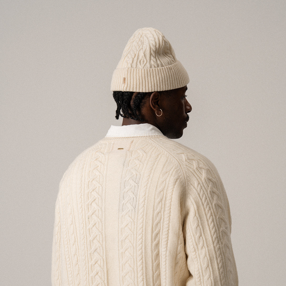 BLKVIS CABLE KNITTED BEANIE - ANTIQUE WHITE