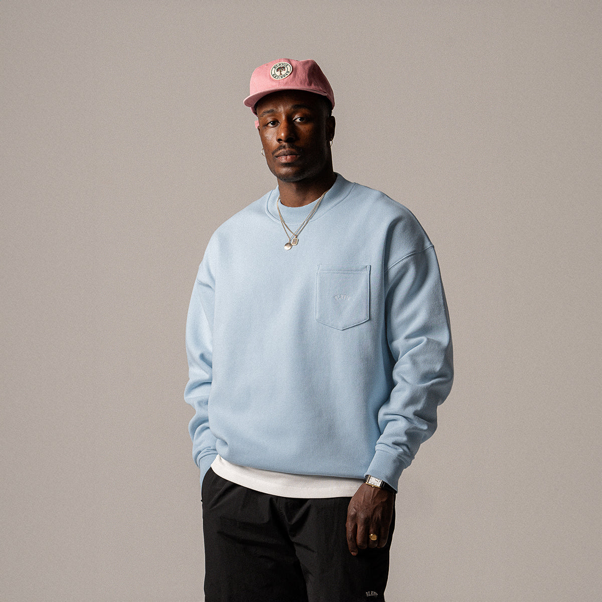 BLKVIS LOGO POCKET CREWNECK - SKYWAY