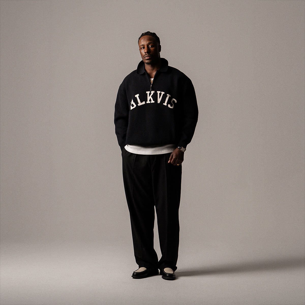 BLKVIS LOGO KNIT POLO SWEATER - BLACK