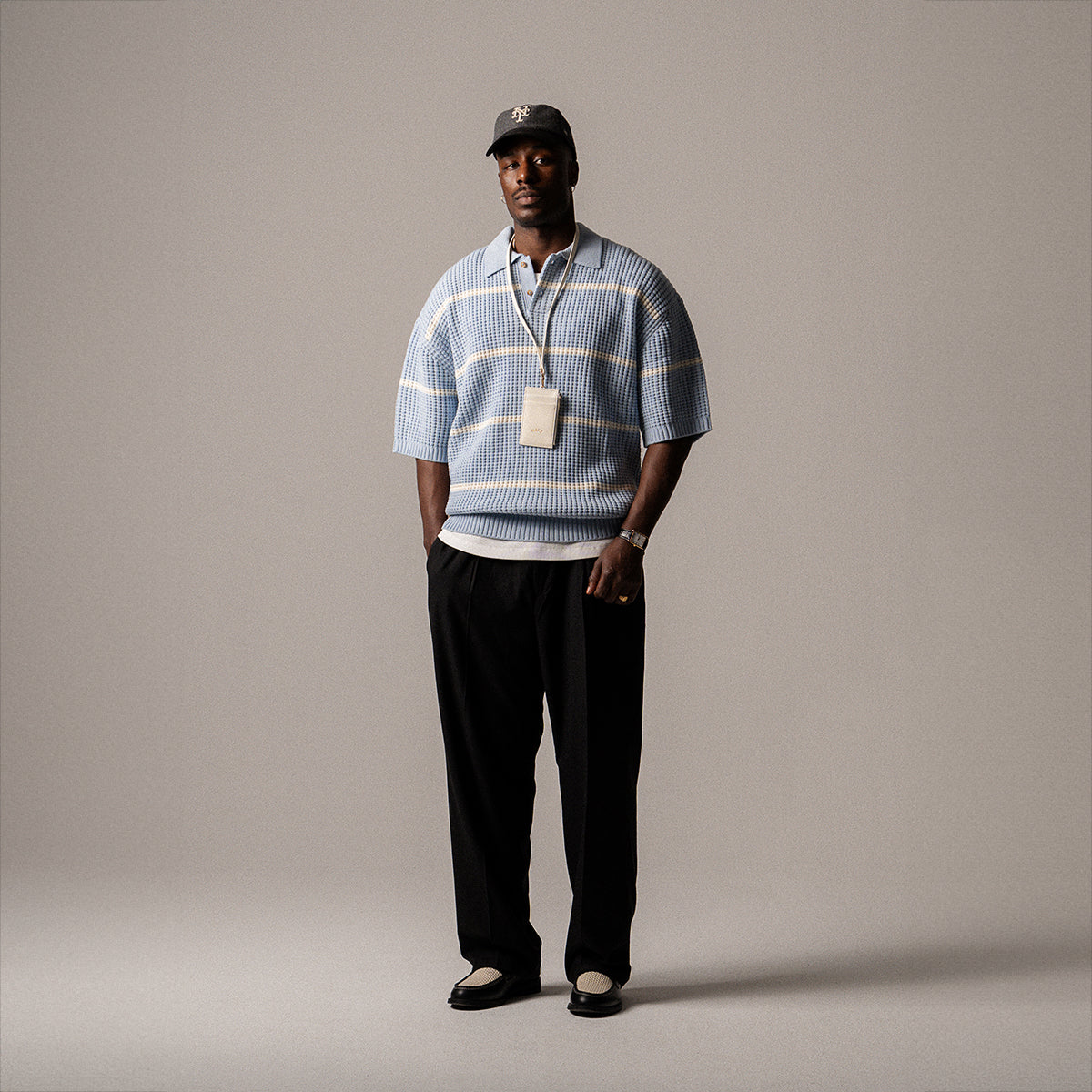 BLKVIS WAFFLE KNIT POLO - SKYWAY
