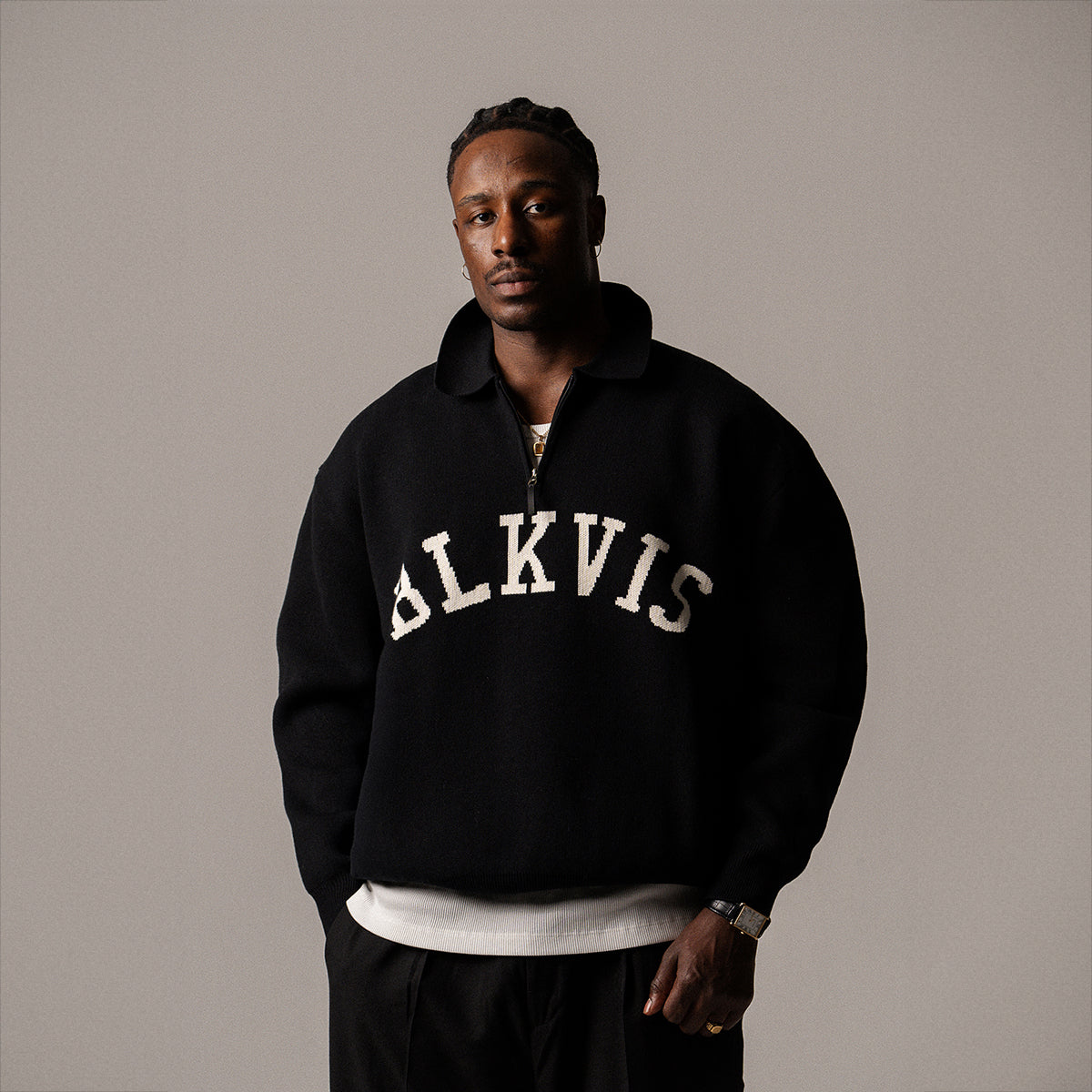 BLKVIS LOGO KNIT POLO SWEATER - BLACK