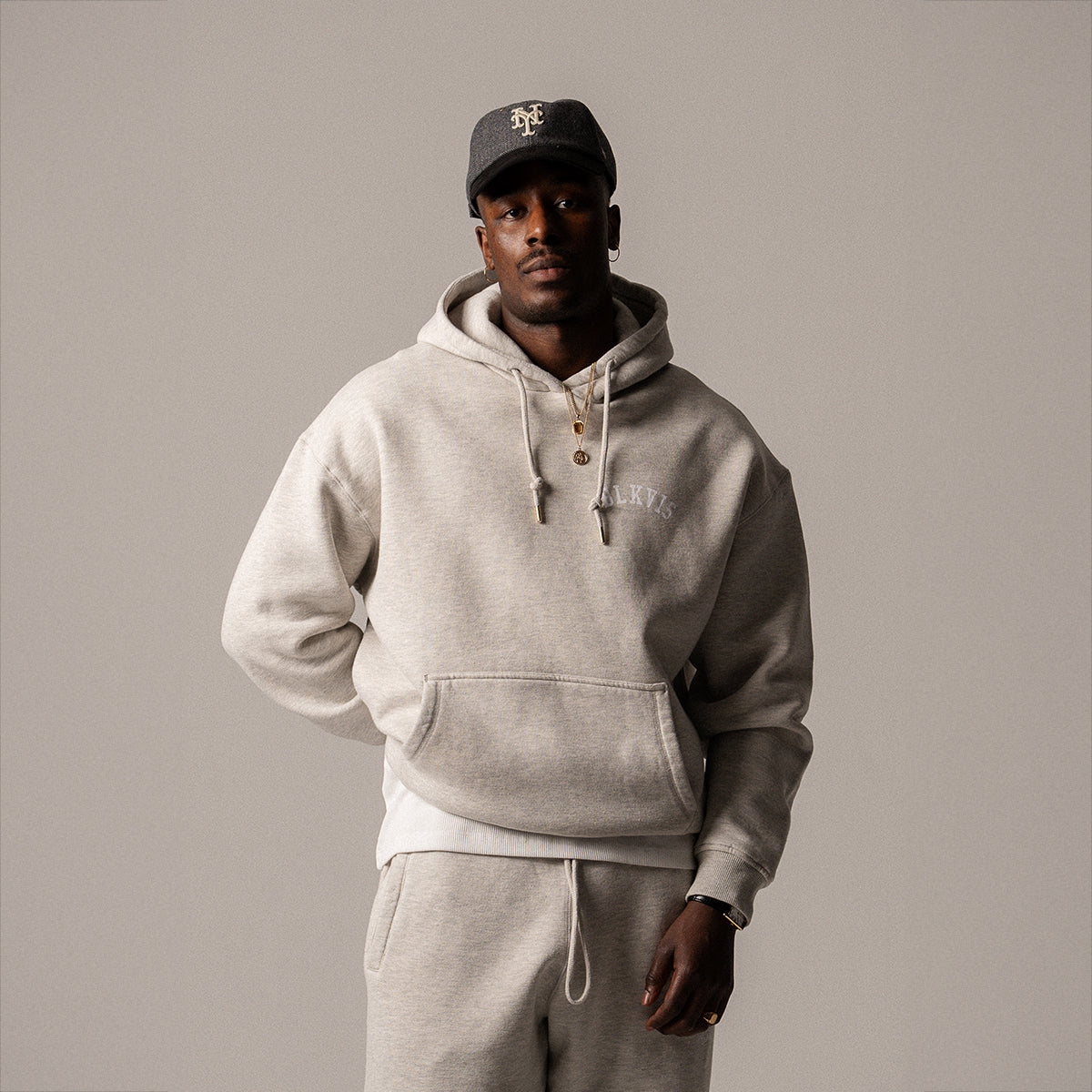 BLKVIS LOGO HOODY - LIGHT GREY HEATHER