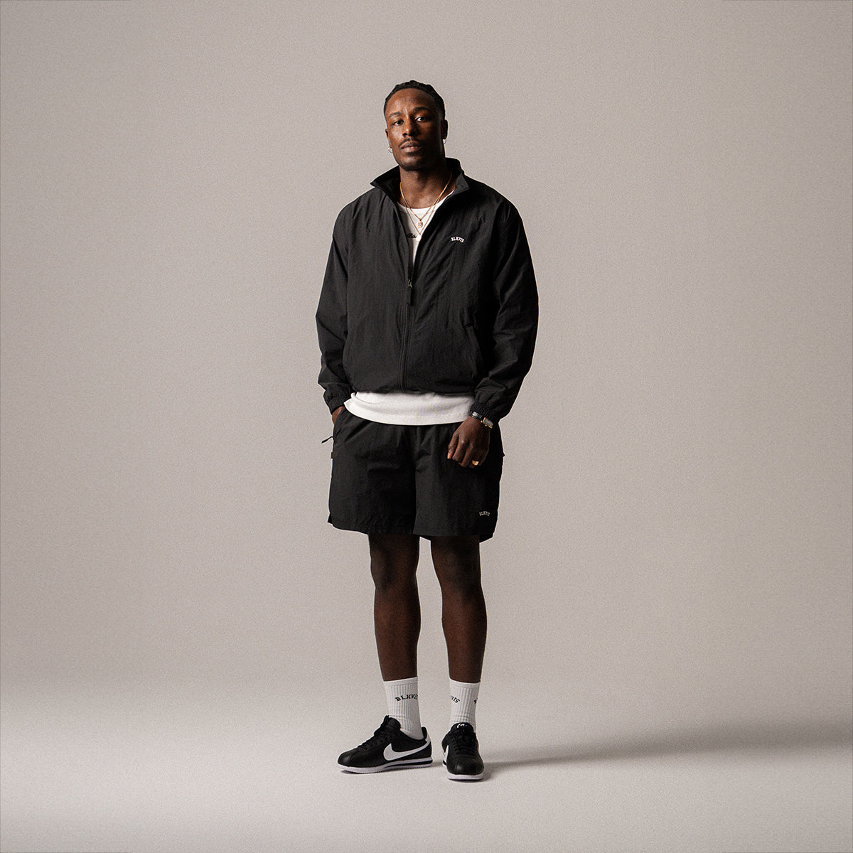 BLKVIS LOGO TRACK SHORTS - BLACK