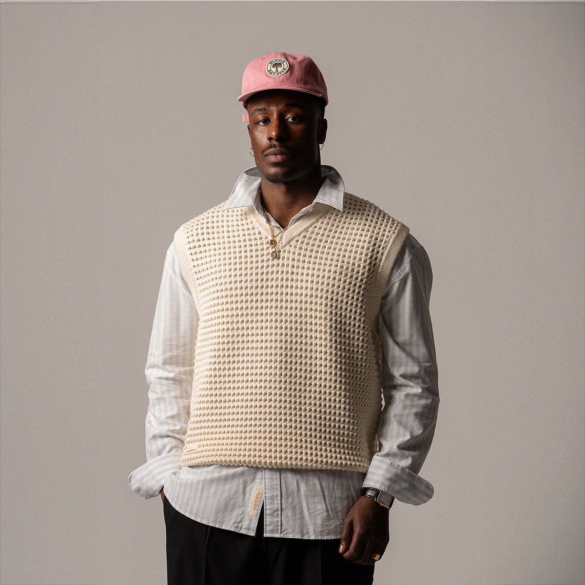 BLKVIS POINTELLE V-NECK VEST - ANTIQUE WHITE