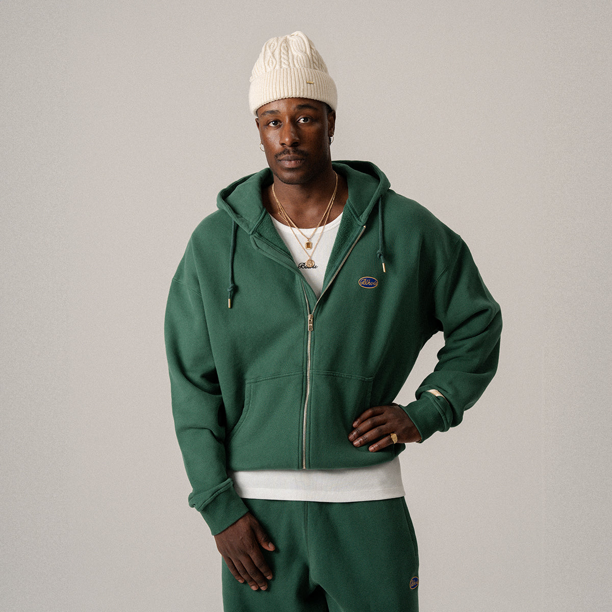 BLKVIS SCRIPT ZIP HOODIE - HUNTER GREEN