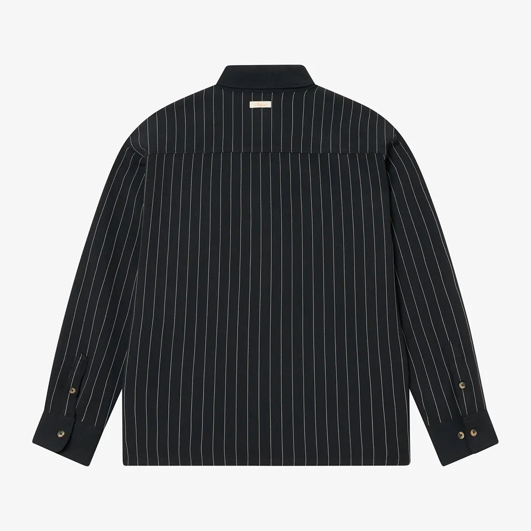 STRIPED OVERSHIRT - BLACK