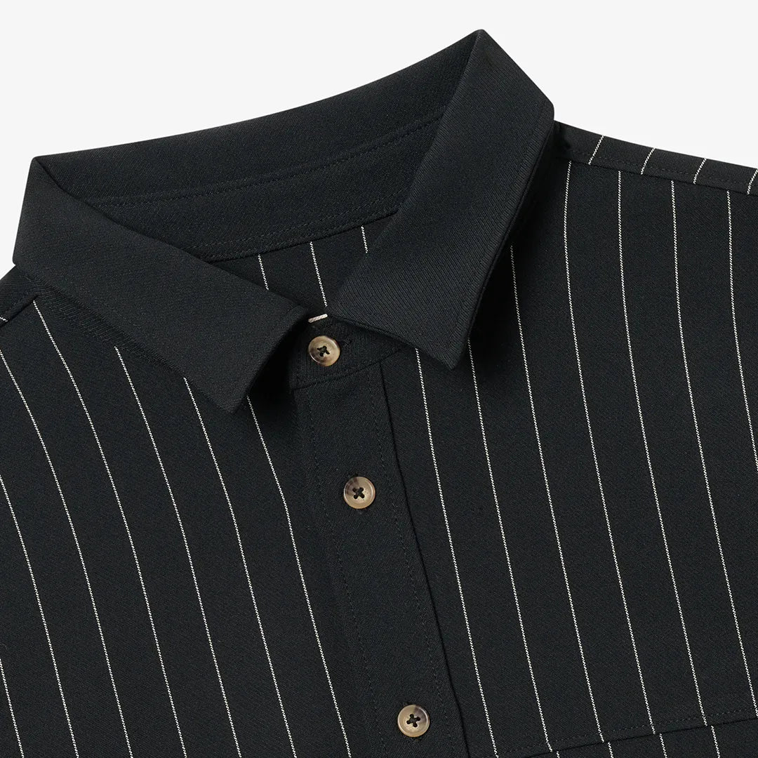 STRIPED OVERSHIRT - BLACK