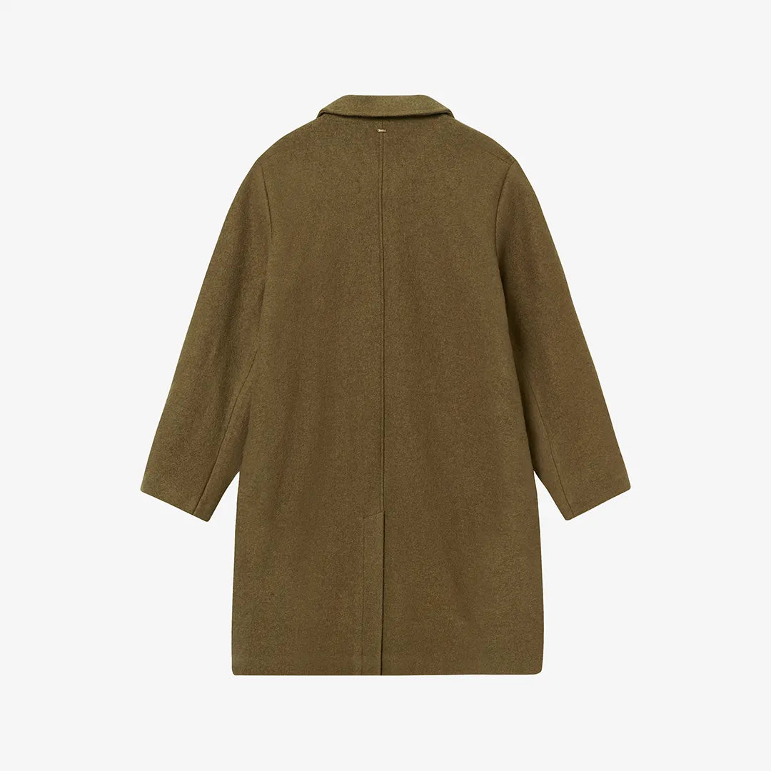 SCRIPT WOOL COAT - MILITARY OLIVE