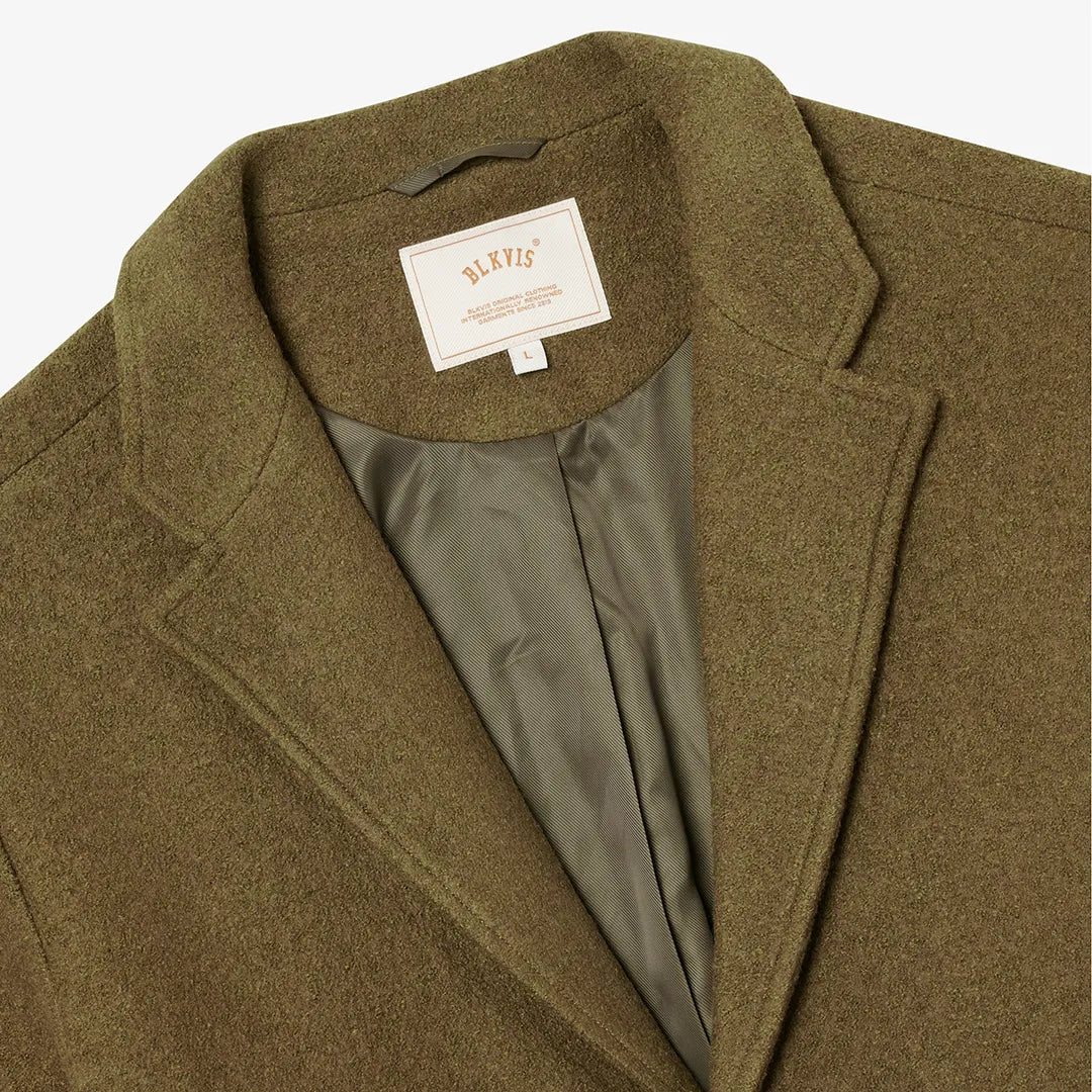SCRIPT WOOL COAT - MILITARY OLIVE