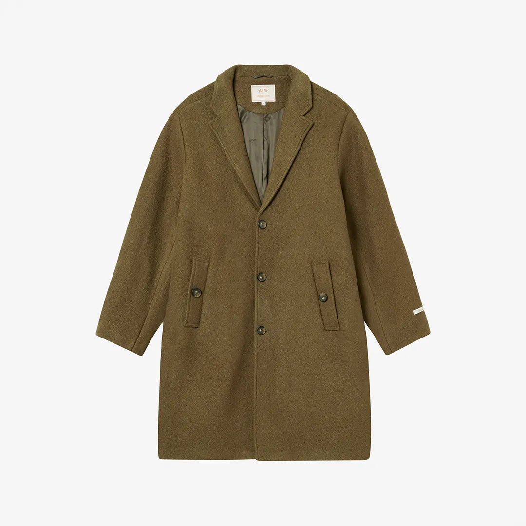 SCRIPT WOOL COAT - MILITARY OLIVE